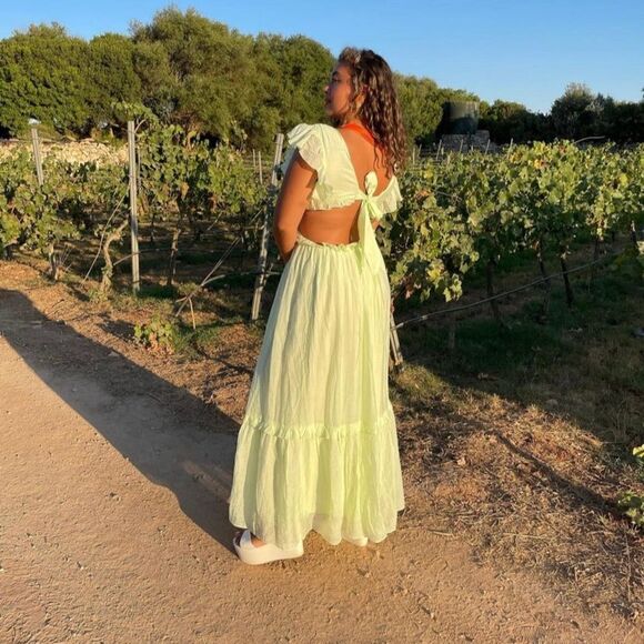 H&M Cut Out Frills Green Dress Ties - Picture 2 of 8